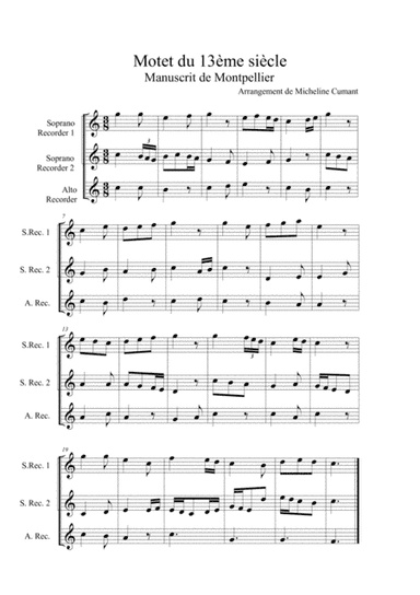 Motet of the 13th century for 3 recorders (arr. Cumant Micheline)