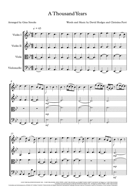 A Thousand Years (arr. G Streeks)