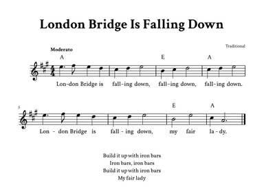 London Bridge Is Falling Down - Lead Sheet (A Major) (arr. Yuri Noronha)