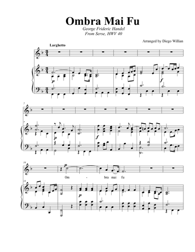 Ombra Mai Fu, F Major (arr. Diego Willian)