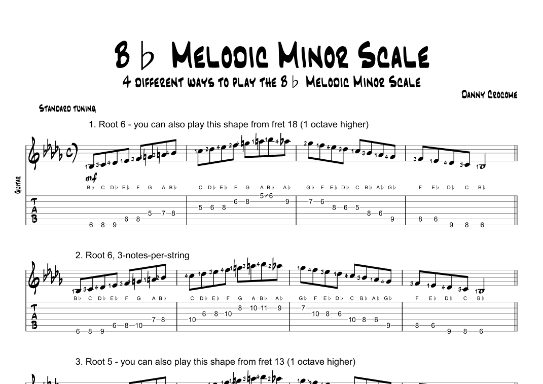 Bb Melodic Minor Scale (4 Ways to Play)