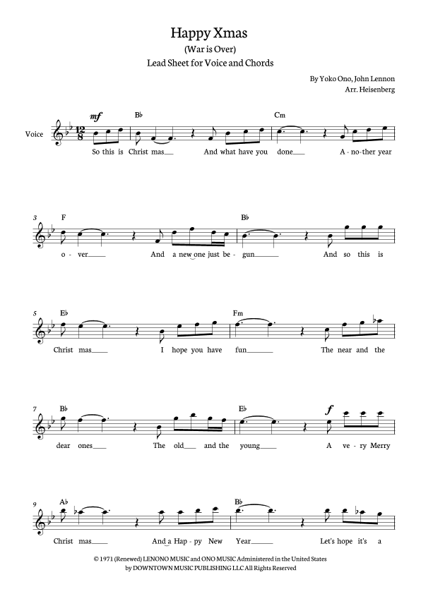 Happy Xmas (war Is Over) (arr. Heisenberg)
