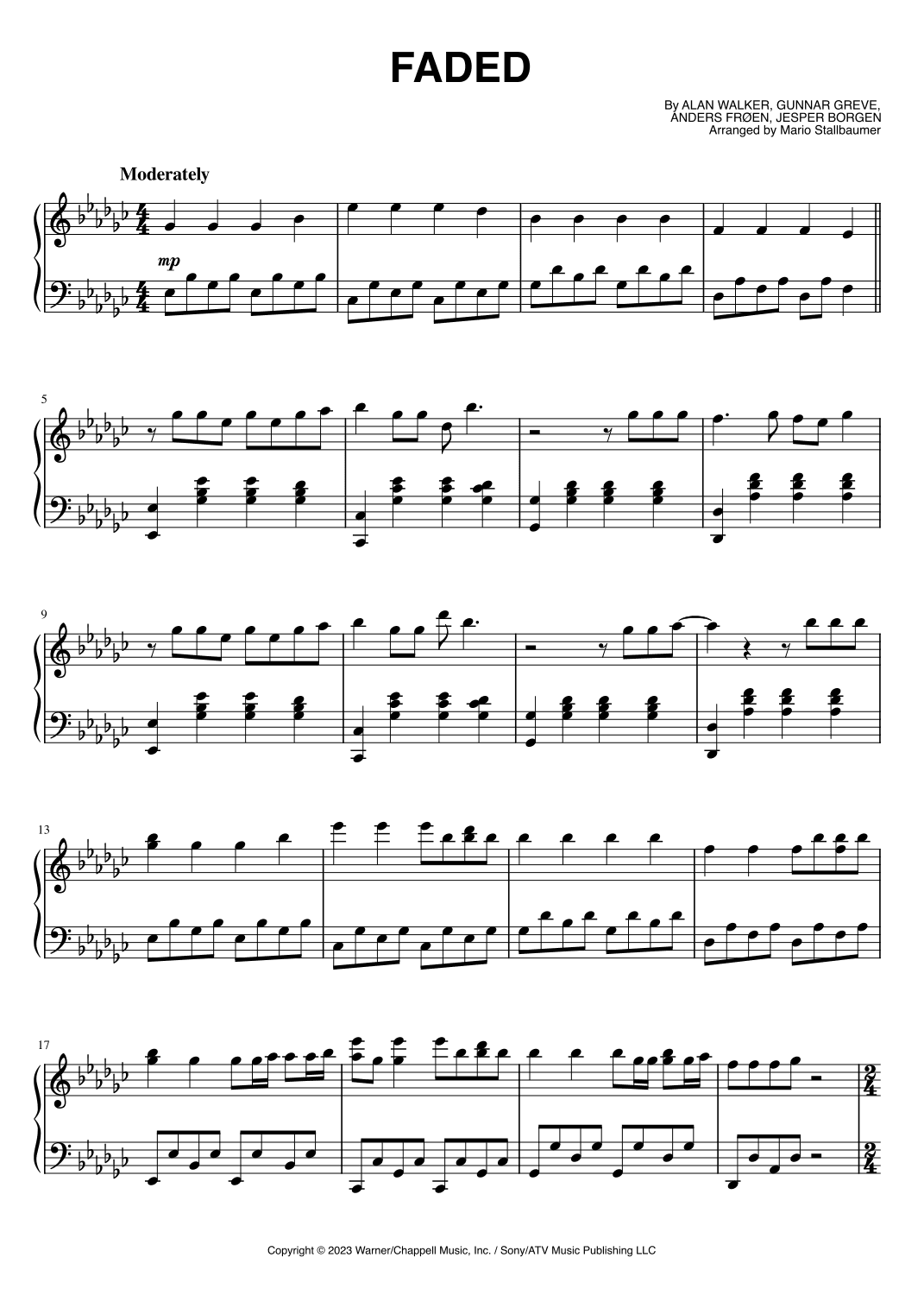 Faded (arr. Mario Stallbaumer)