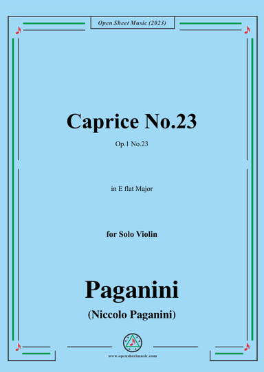 Paganini-Caprice No.23,Op.1 No.23,in E flat Mjaor,for Solo Violin (arr. OSM Press)