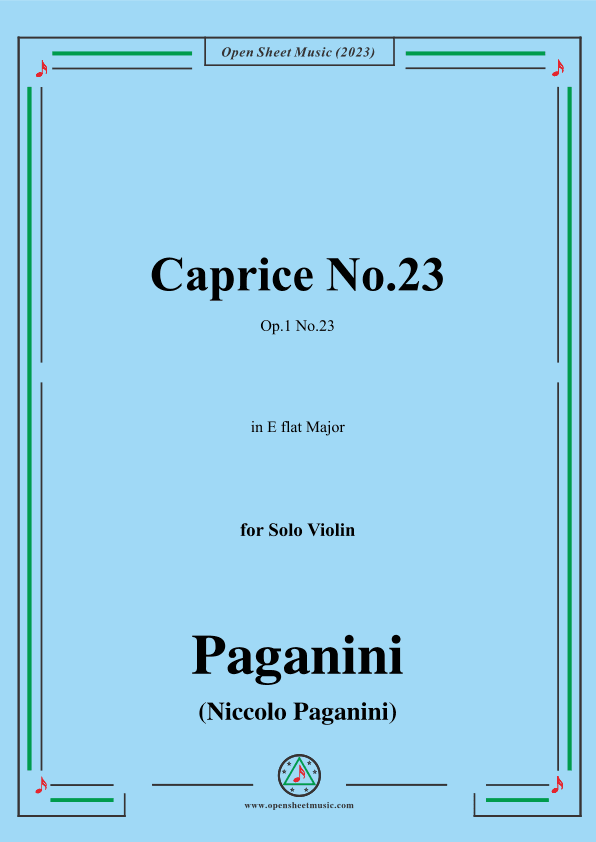 Paganini-Caprice No.23,Op.1 No.23,in E flat Mjaor,for Solo Violin (arr. OSM Press)