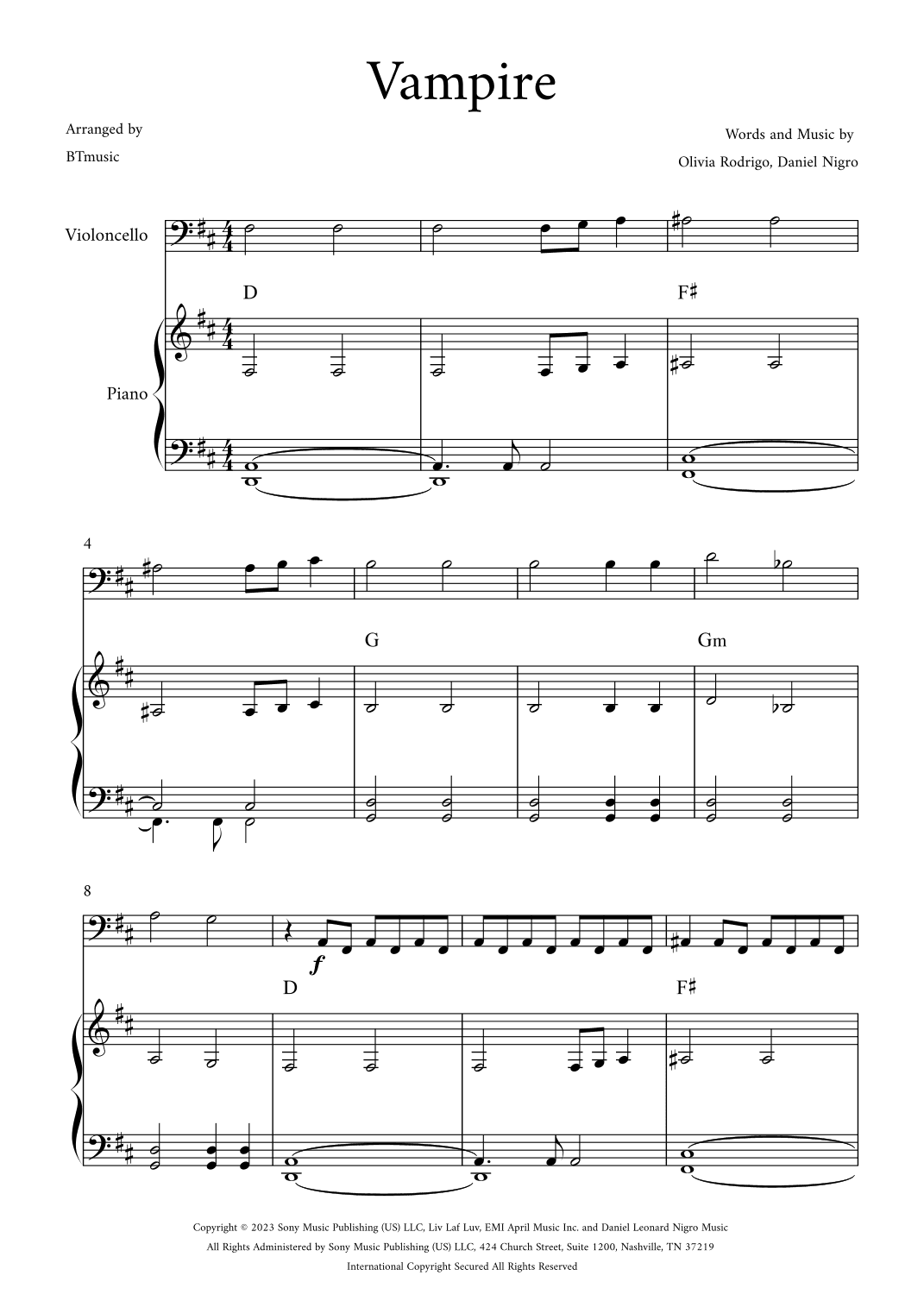 Vampire (arr. BTmusic)