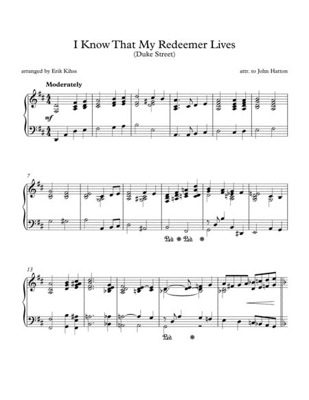 I Know That My Redeemer Lives - (Duke Street) - piano arrangement by Erik Kihss (arr. Erik Kihss)