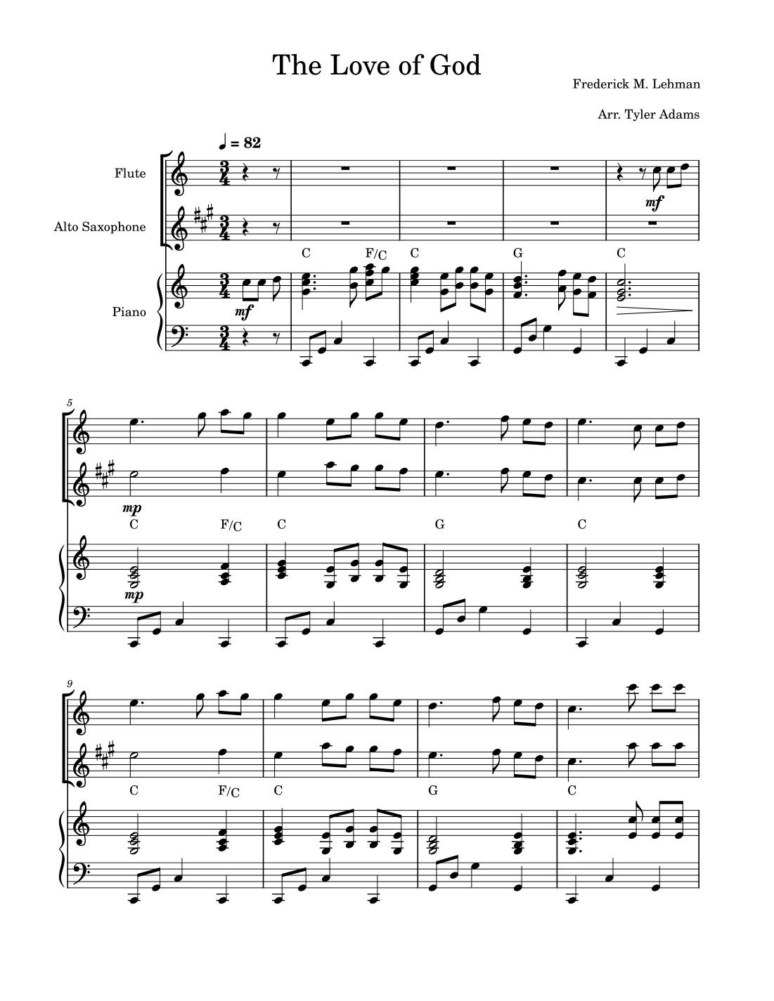 The Love Of God (Flute and Alto Sax Duet with Piano) (arr. Tyler Adams)