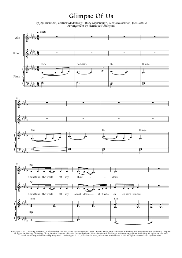 Glimpse Of Us (arr. Henrique F Mangoni)
