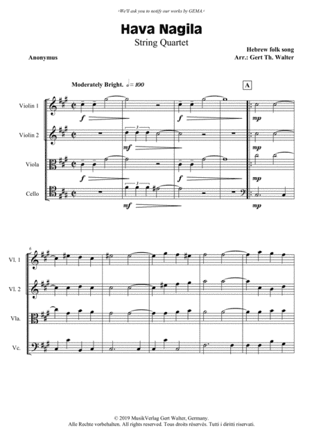 Hava Nagila (arr. Gert Th. Walter)