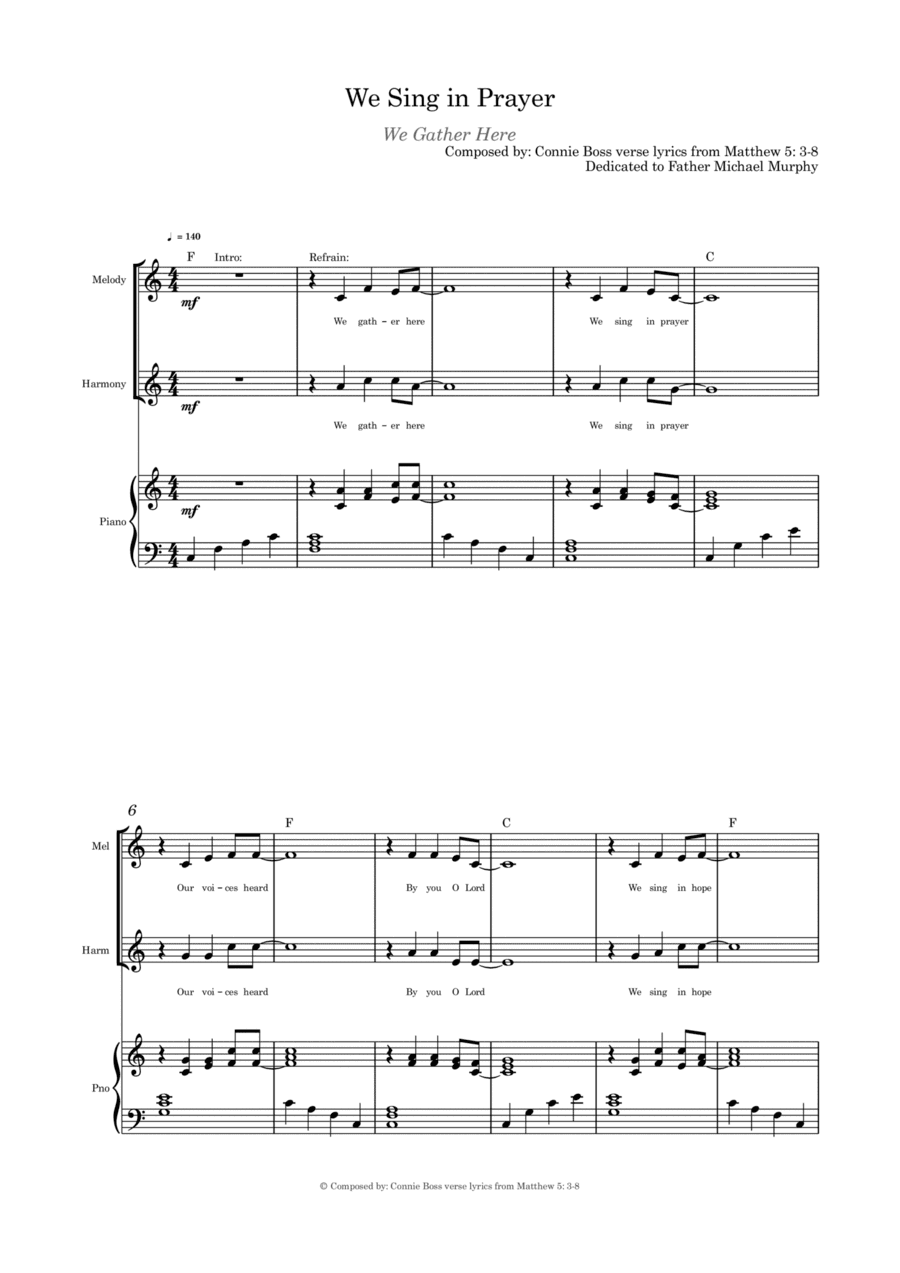We Sing in Prayer - Duet/Trio and Piano