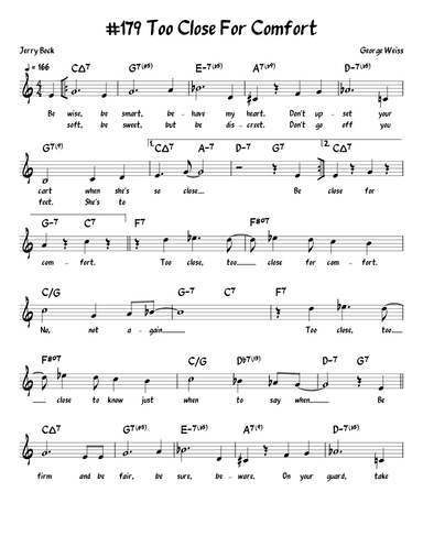 Too Close For Comfort (arr. John Fries)