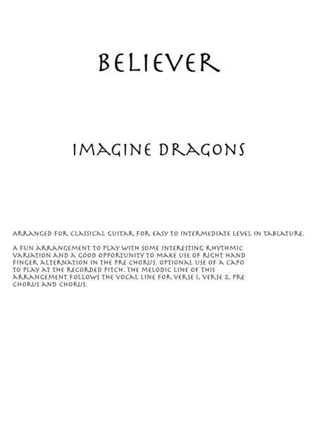 Believer (arr. Joe Niesyto)