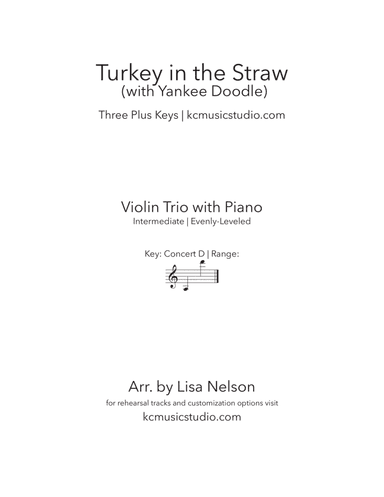 Turkey in the Straw - Violin Trio with Piano Accompaniment (arr. Lisa Nelson)