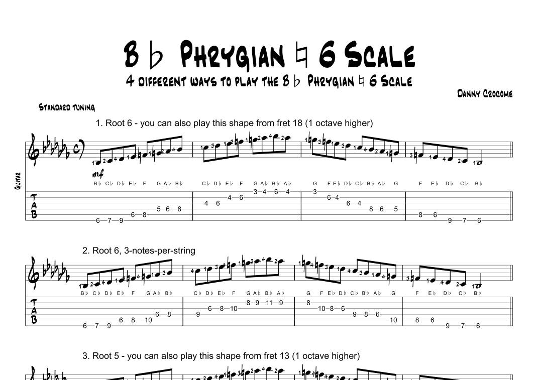 Bb Phrygian Natural 6 Scale (4 Ways to Play)