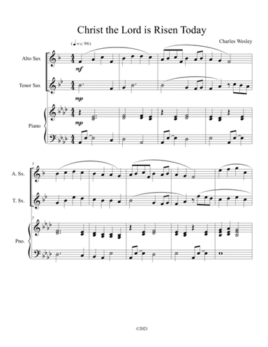 Christ the Lord is Risen Today (alto and tenor sax duet) with optional piano accompaniment (arr. B. C. Dockery)