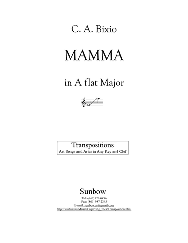 C. A. Bixio: MAMMA (transposed to A flat Major) (arr. Sunbow)