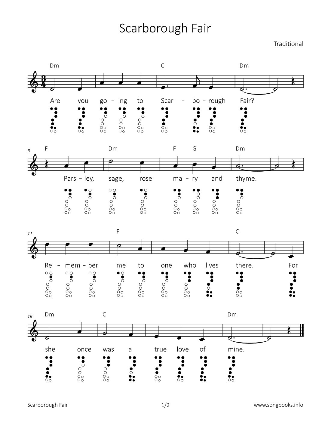 Scarborough Fair (arr. songbooks.info)