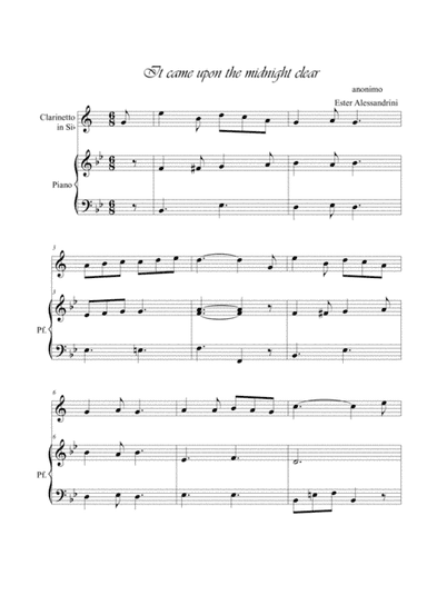 It came upon the Midnight clear. Clarinet and piano (arr. Ester Alessandrini)