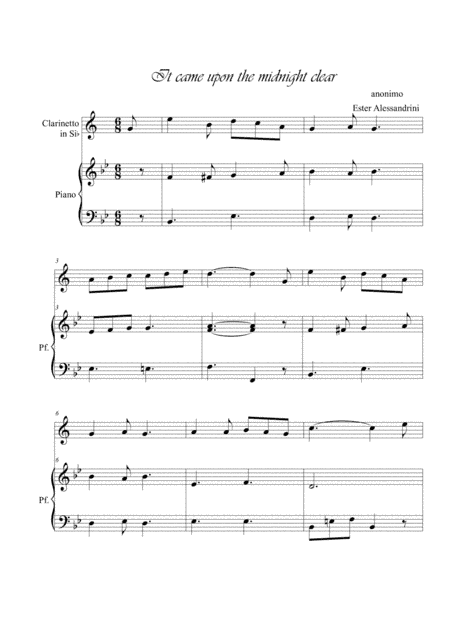 It came upon the Midnight clear. Clarinet and piano (arr. Ester Alessandrini)