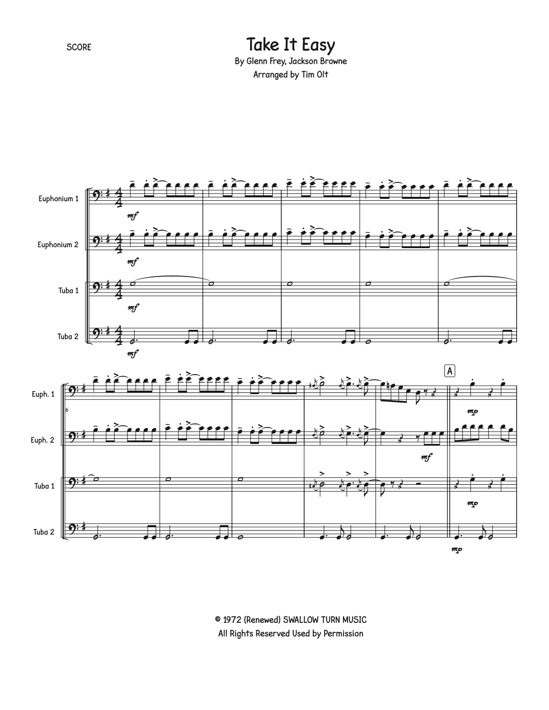 Take It Easy (arr. Tim Olt)