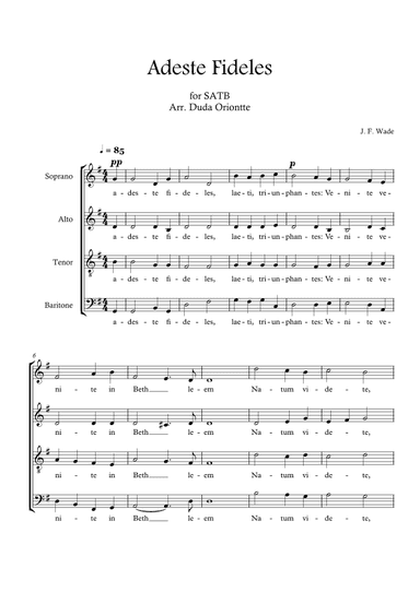 Adeste Fideles (SABT - G major - 4 staffs - no piano - no chords) O Come All Ye Faiful (arr. Duda Oriontte)