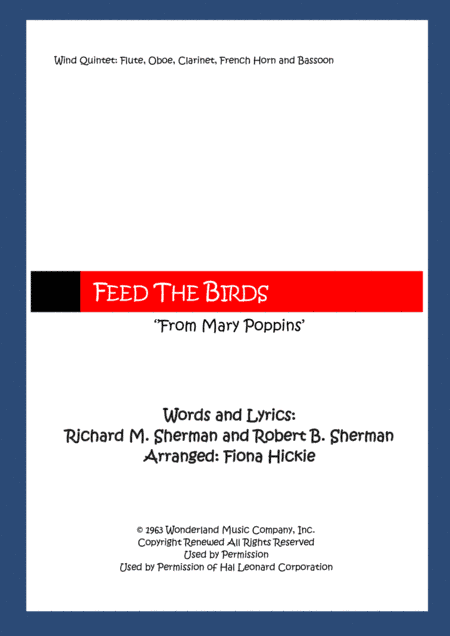 Feed The Birds (arr. Fiona Hickie)