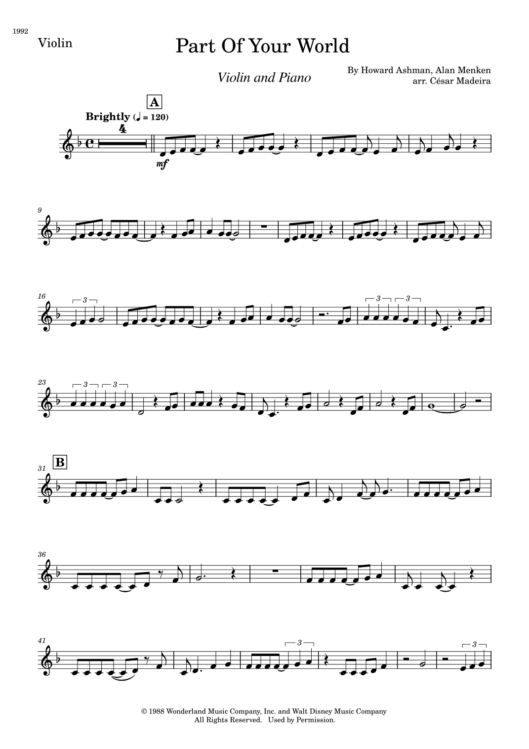 Part Of Your World (arr. César Madeira)