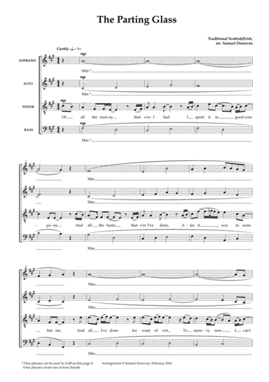 The Parting Glass (arr. Samuel Donovan)