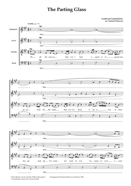 The Parting Glass (arr. Samuel Donovan)