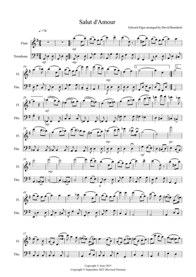 Salut d' Amour for Flute and Trombone Duet (arr. David Burndrett)