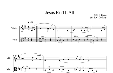 Jesus Paid It All (Violin and Viola Duet) (arr. B. C. Dockery)