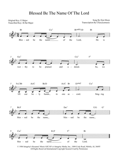 Blessed Be The Name Of The Lord (arr. Cherylynmusic)