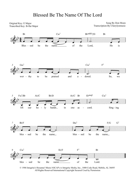Blessed Be The Name Of The Lord (arr. Cherylynmusic)