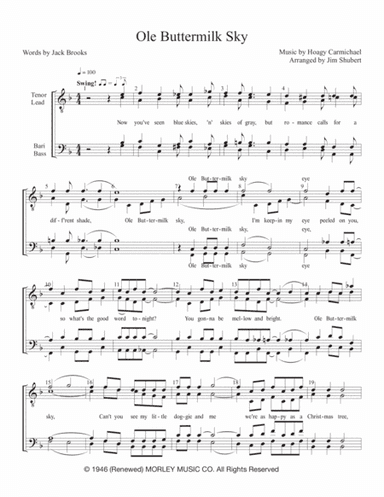 Ole Buttermilk Sky (arr. Jim Shubert)