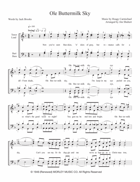 Ole Buttermilk Sky (arr. Jim Shubert)