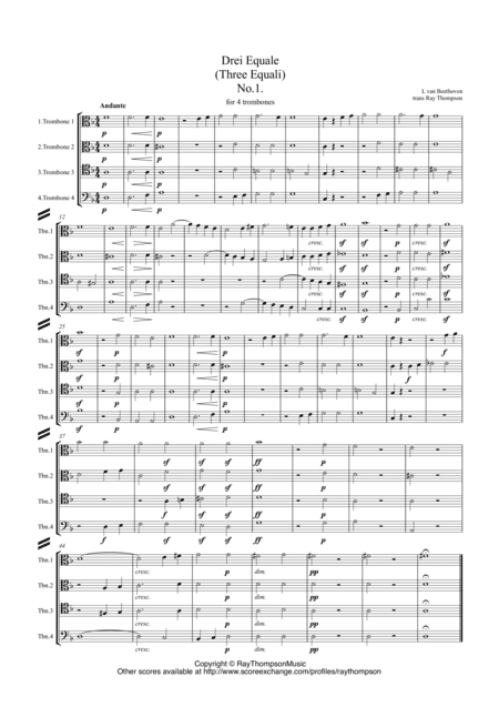 Beethoven: Drei Equale (Three Equali) WoO 30 - trombone quartet (arr. Ray Thompson)
