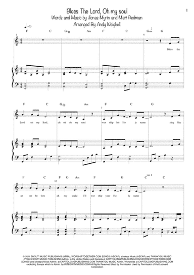 Bless The Lord, Oh My Soul (arr. Andy Weighell)