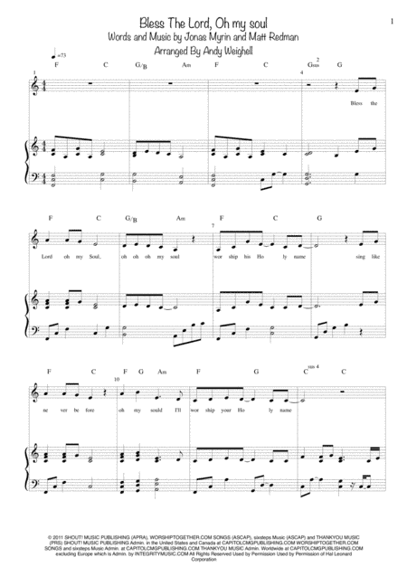 Bless The Lord, Oh My Soul (arr. Andy Weighell)