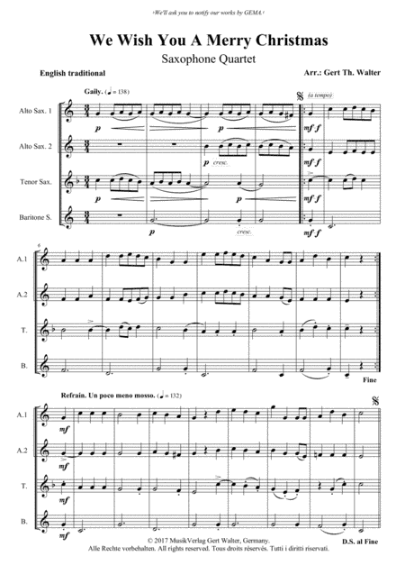 We Wish You A Merry Christmas (arr. Gert Th. Walter)