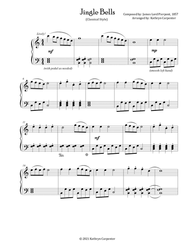 Jingle Bells (Classical Style) (arr. Kathryn Carpenter)