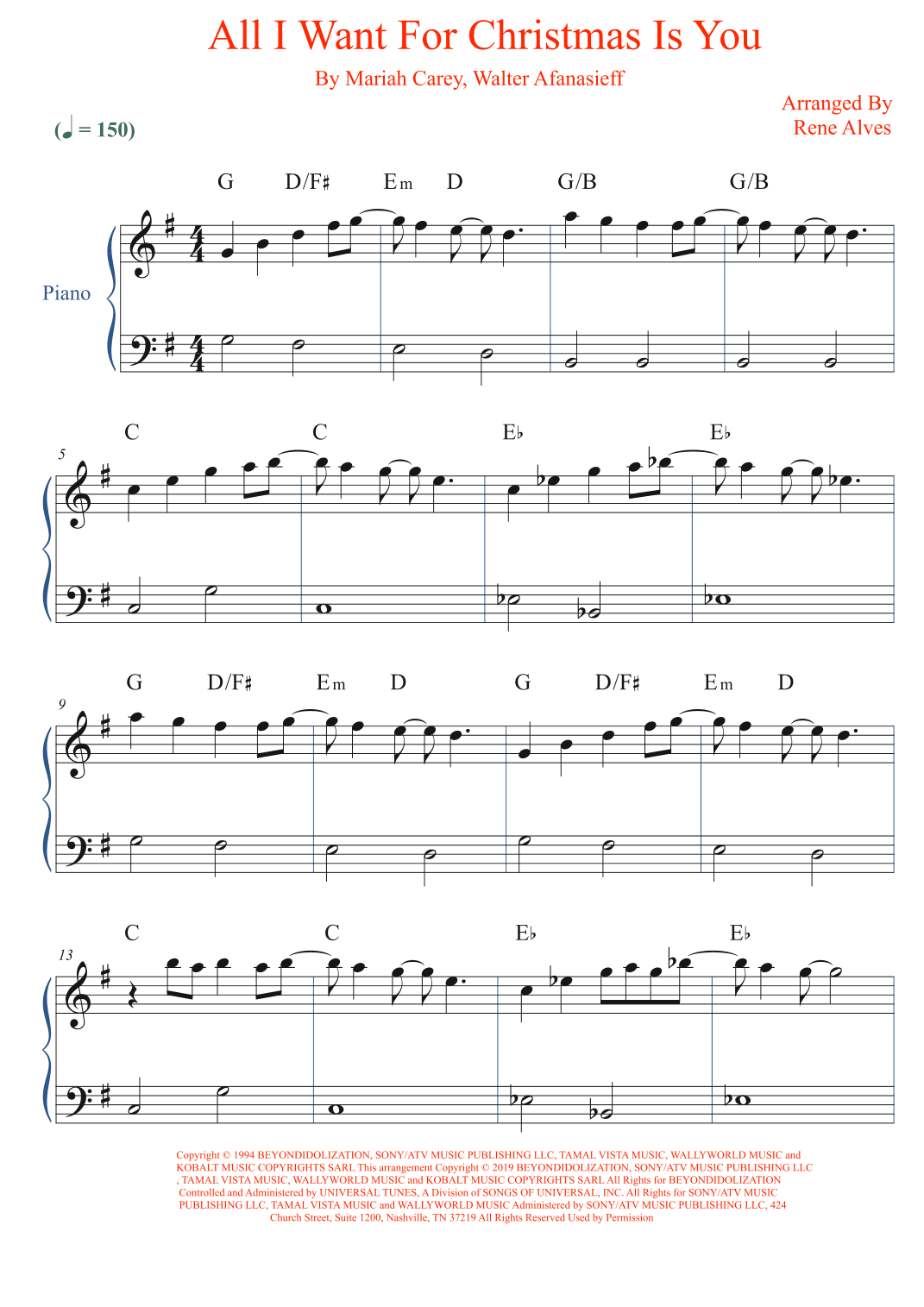 All I Want For Christmas Is You (arr. Rene Alves)