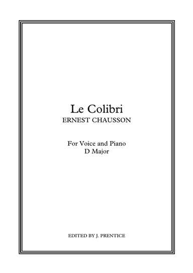 Le Colibri (D Major) (arr. Jonathan Prentice)