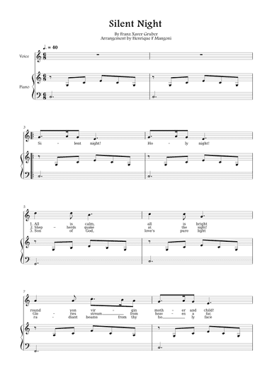 Silent Night (english lyrics) (arr. Henrique F Mangoni)