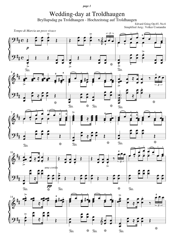 Wedding day at Troldhaugen (arr. Volker Coutandin)