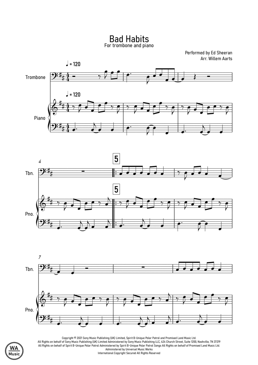 Bad Habits (arr. Willem Aarts)