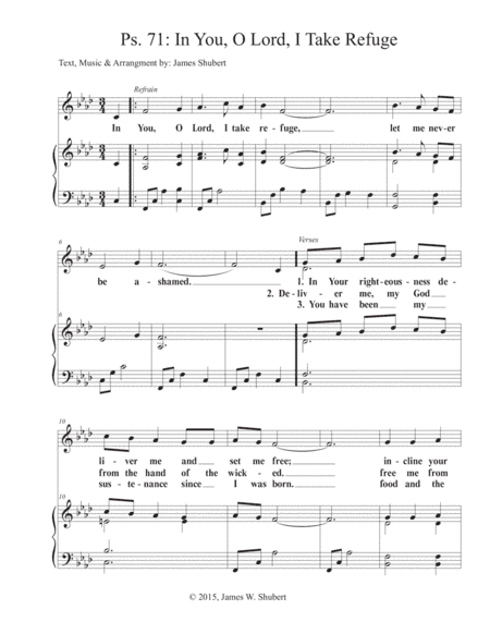 Psalm 71:  In You, O Lord, I Take Refuge