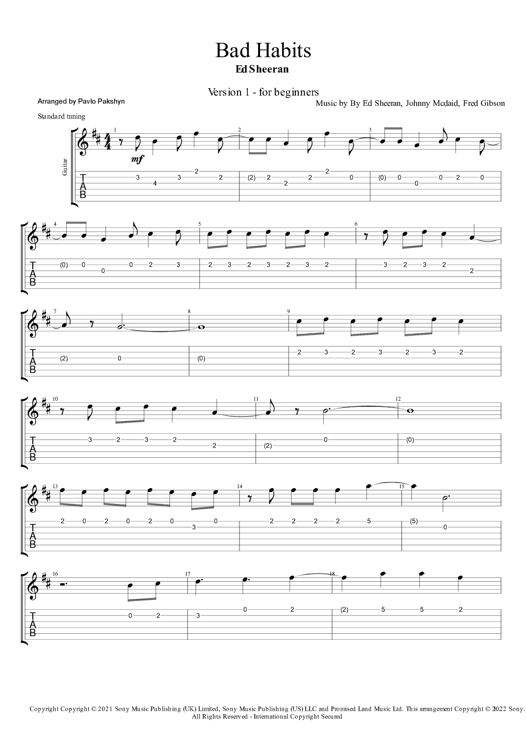 Bad Habits (arr. Pavlo Pakshyn)