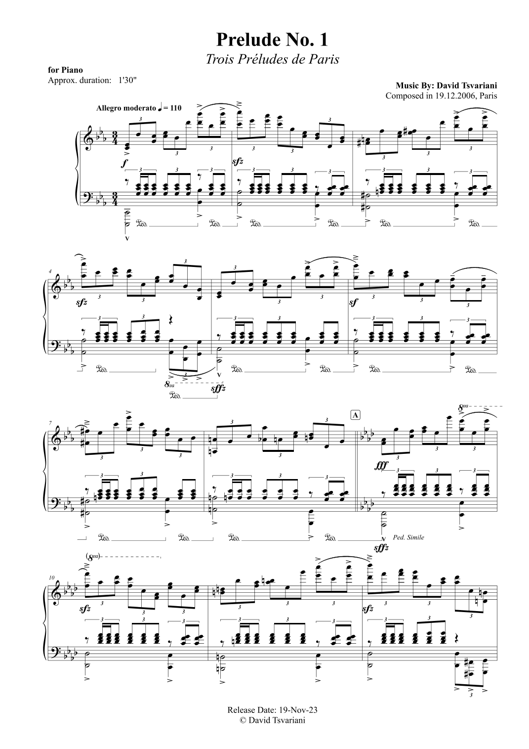 Prelude No.1 (From "Trois Préludes de Paris")