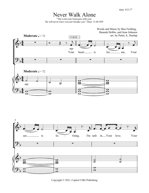 Never Walk Alone (arr. Pattie A. Dunlap)